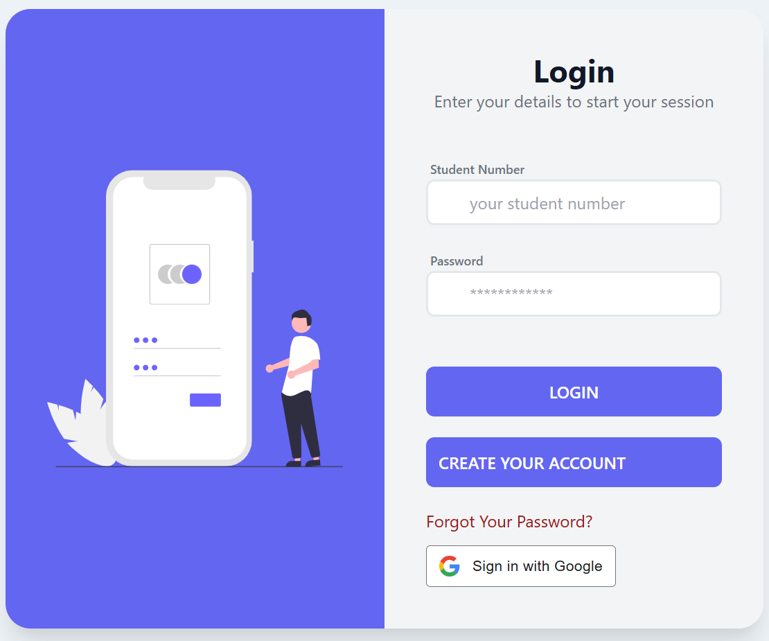 GSU student portal login page showing the Create Your Account button